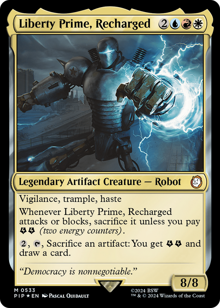 Liberty Prime, Recharged (Surge Foil) [Fallout] Magic: The Gathering