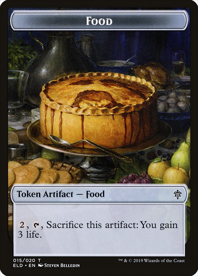 Human Warrior // Food (15) Double-Sided Token [Throne of Eldraine Tokens] Magic: The Gathering