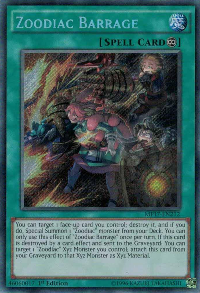 Zoodiac Barrage [MP17-EN212] Secret Rare - Yugioh Cards For Your TCG Needs!