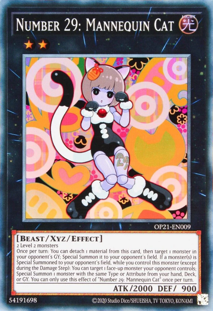 Number 29: Mannequin Cat [OP21-EN009] Super Rare - Yugioh Cards For Your TCG Needs!