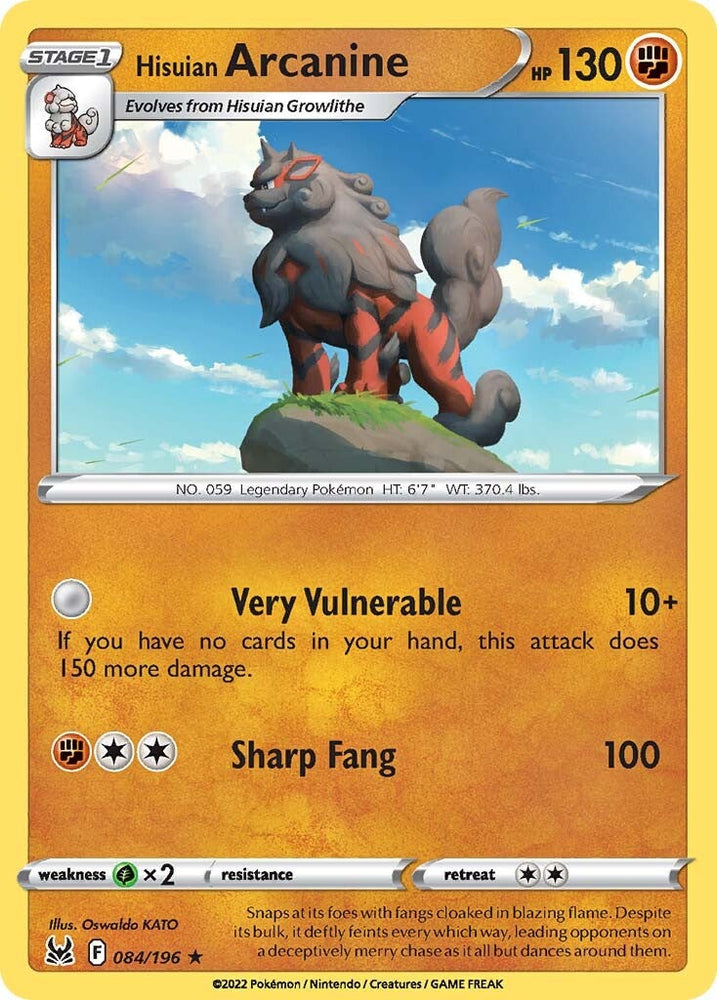 Hisuian Arcanine (084/196) (Theme Deck Exclusive) [Sword & Shield: Lost Origin] Pokémon