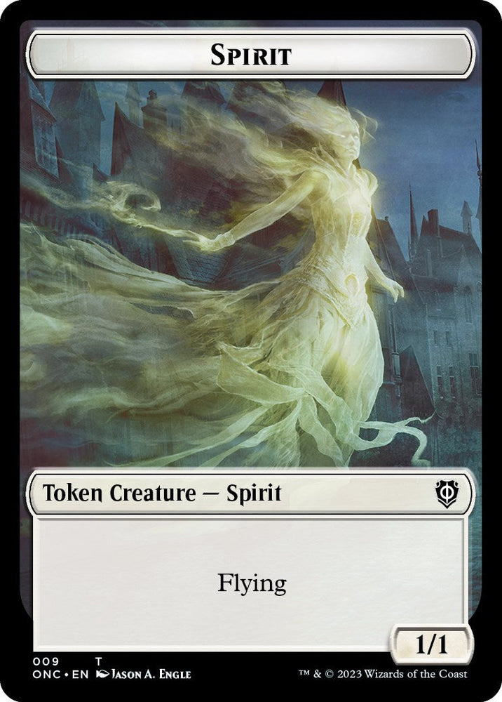 Human // Spirit Double-Sided Token [Phyrexia: All Will Be One Commander Tokens] Magic: The Gathering