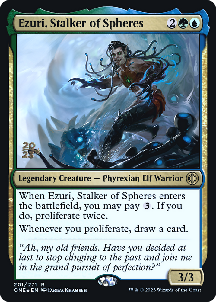 Ezuri, Stalker of Spheres [Phyrexia: All Will Be One Prerelease Promos] Magic: The Gathering