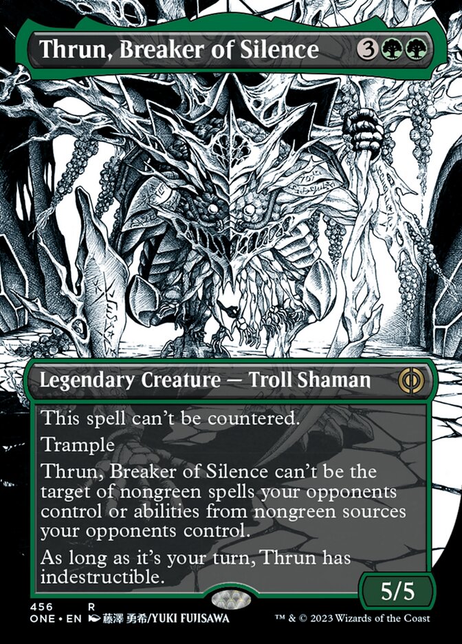 Thrun, Breaker of Silence (Borderless Manga Step-and-Compleat Foil) [Phyrexia: All Will Be One] Magic: The Gathering