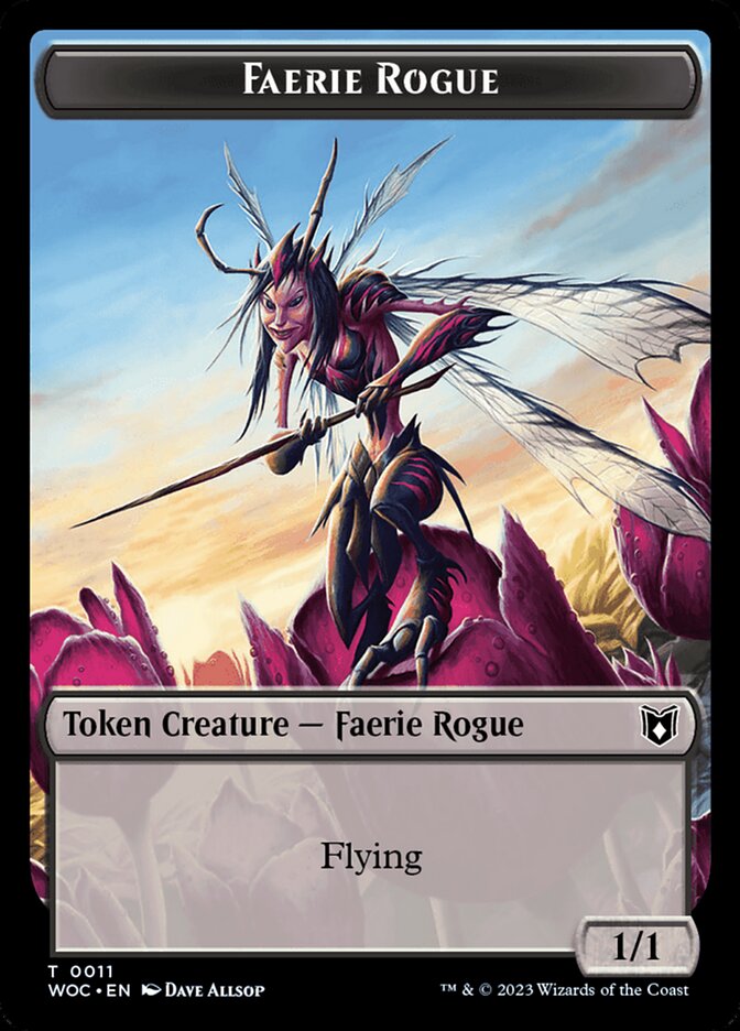 Faerie Rogue // Faerie (0011) Double-Sided Token [Wilds of Eldraine Commander Tokens] Magic: The Gathering