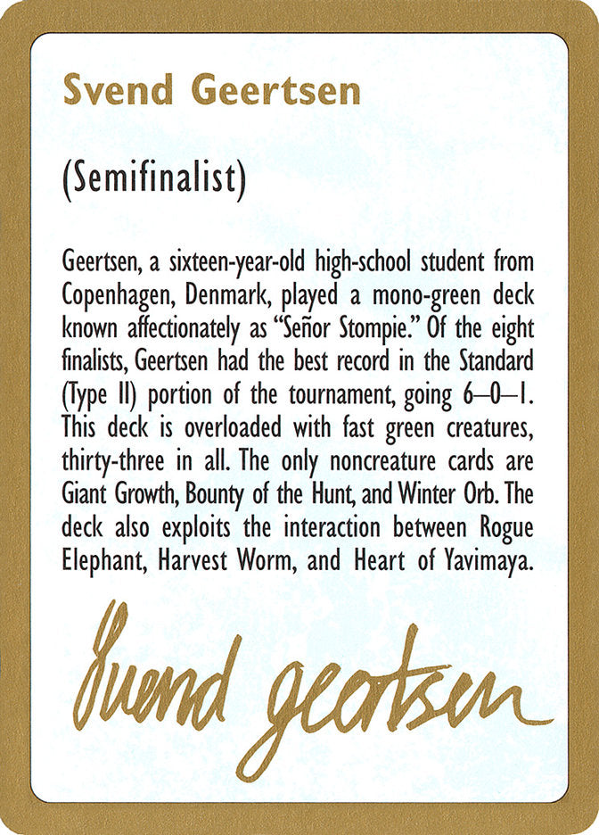 Svend Geertsen Bio [World Championship Decks 1997] Magic: The Gathering