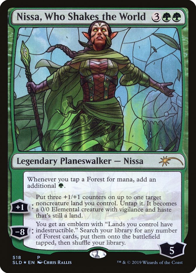 Nissa, Who Shakes the World (Stained Glass) [Secret Lair Drop Promos] Magic: The Gathering