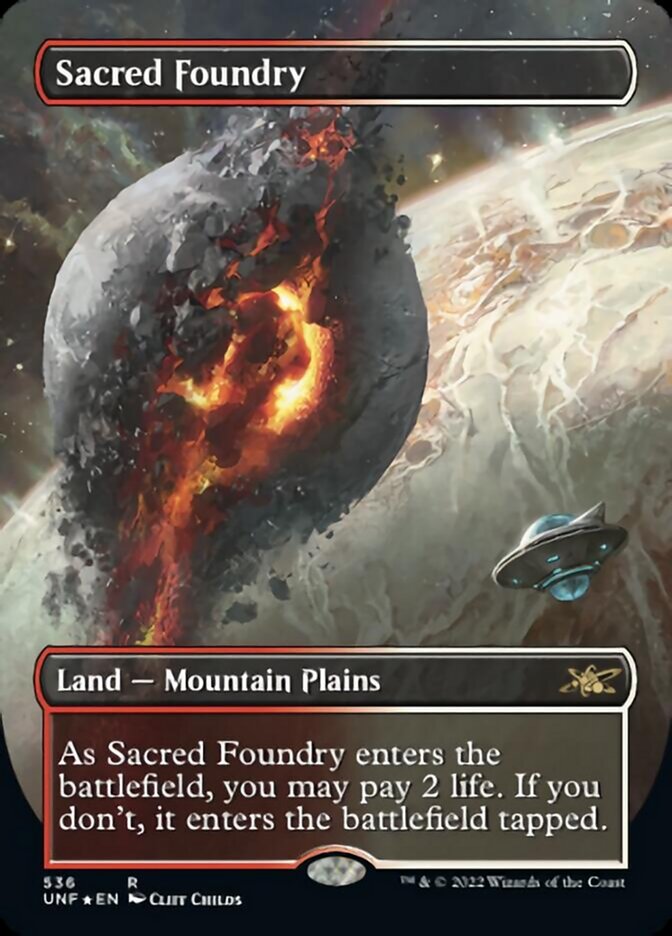 Sacred Foundry (Borderless) (Galaxy Foil) [Unfinity] Magic: The Gathering