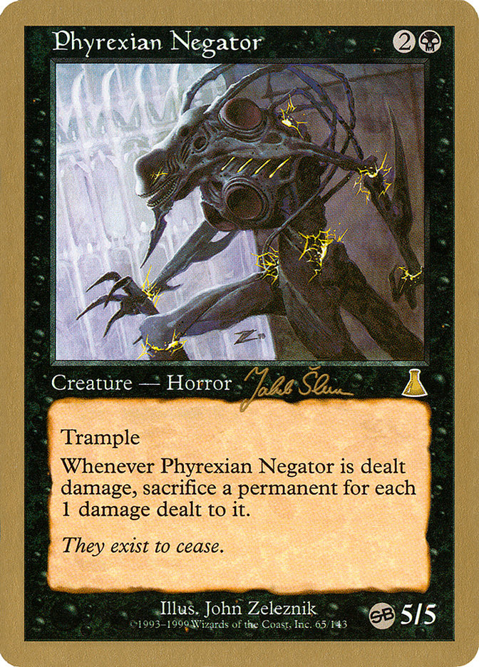 Phyrexian Negator (Jakub Slemr) (SB) [World Championship Decks 1999] Magic: The Gathering