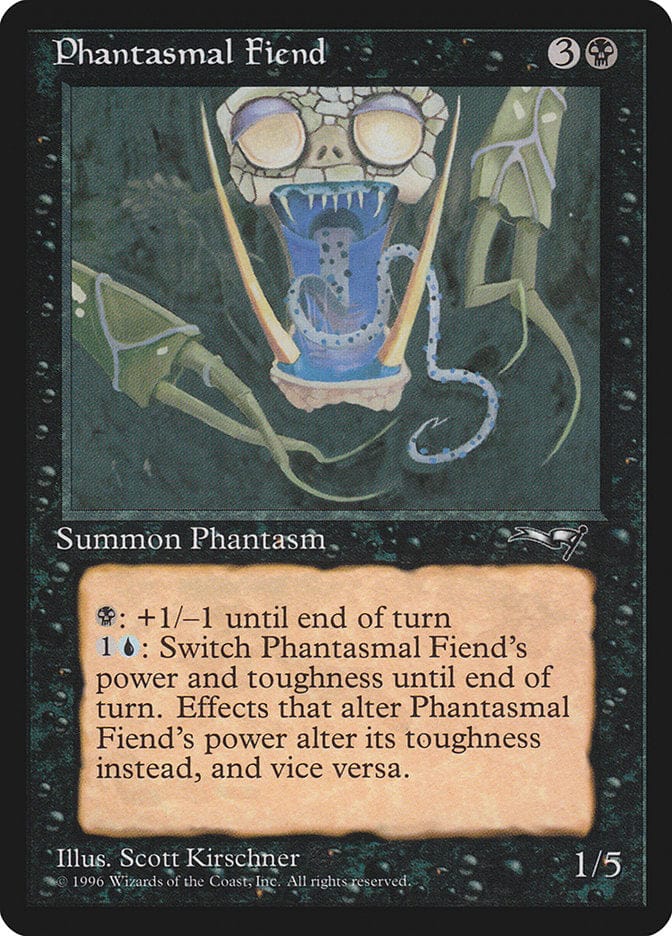 Phantasmal Fiend (Dark Green Background) [Alliances] Magic: The Gathering