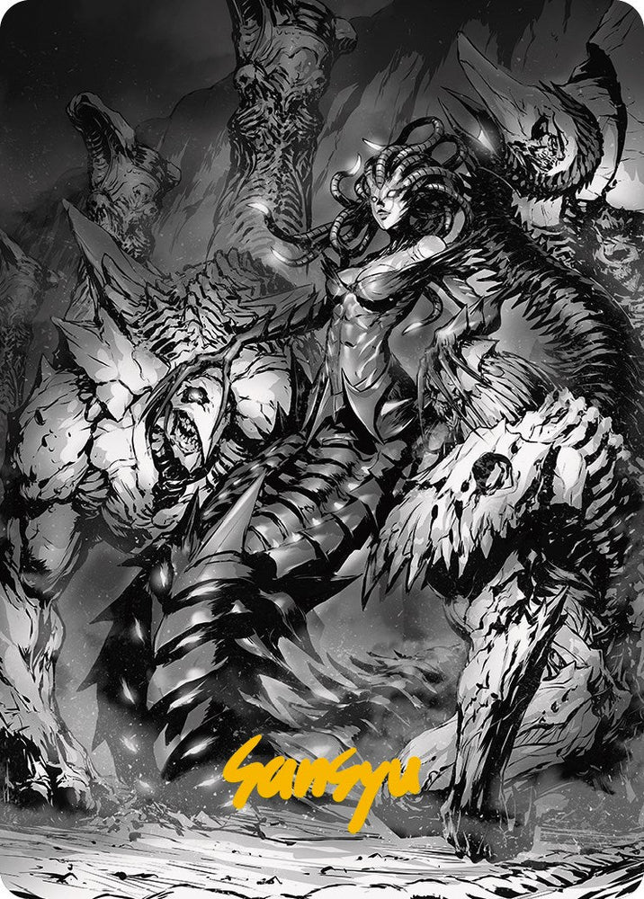 Vraska, Betrayal's Sting Art Card (Gold-Stamped Signature) [Phyrexia: All Will Be One Art Series] Magic: The Gathering