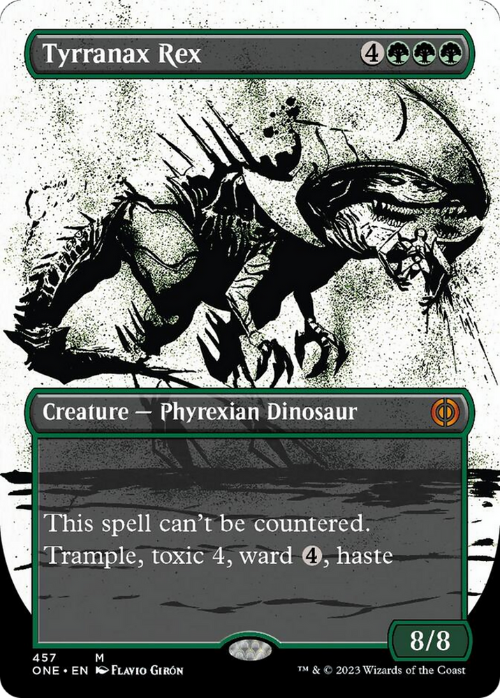 Tyrranax Rex (Borderless Ichor Step-and-Compleat Foil) [Phyrexia: All Will Be One] Magic: The Gathering