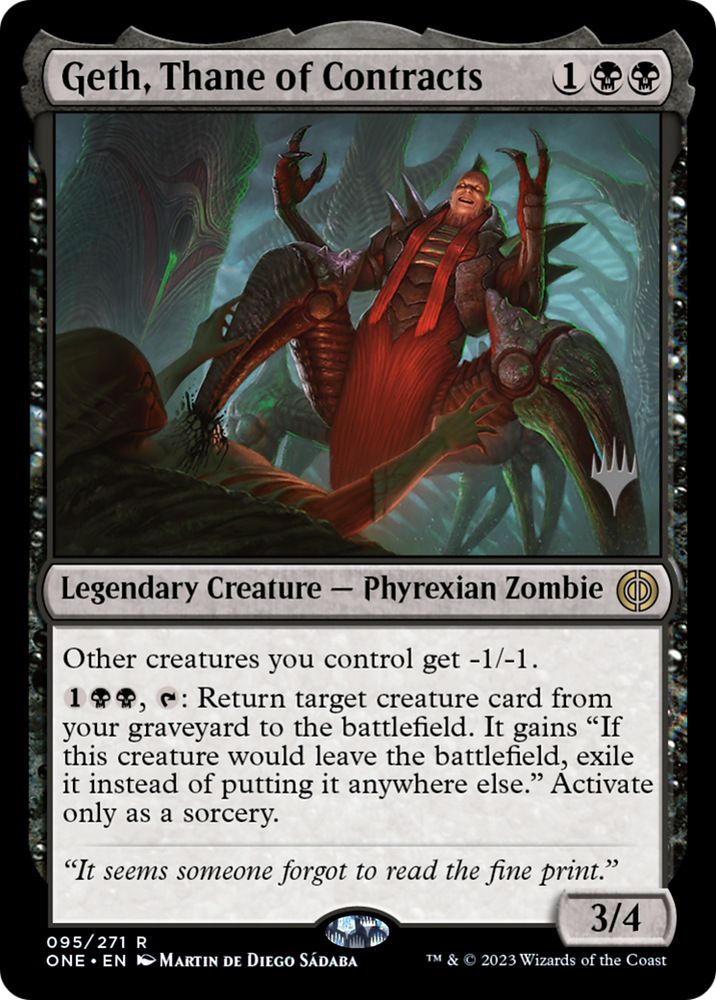 Geth, Thane of Contracts (Promo Pack) [Phyrexia: All Will Be One Promos] Magic: The Gathering