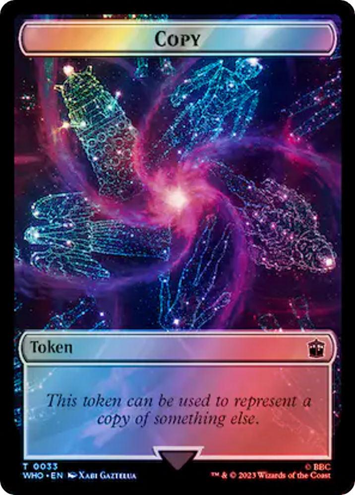 Copy // Cyberman Double-Sided Token (Surge Foil) [Doctor Who Tokens] Magic: The Gathering
