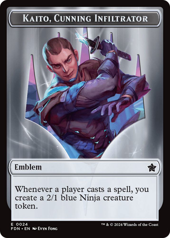 Emblem - Kaito, Cunning Infiltrator // Ninja Doubled-Sided Token [Foundations Tokens] Magic: The Gathering