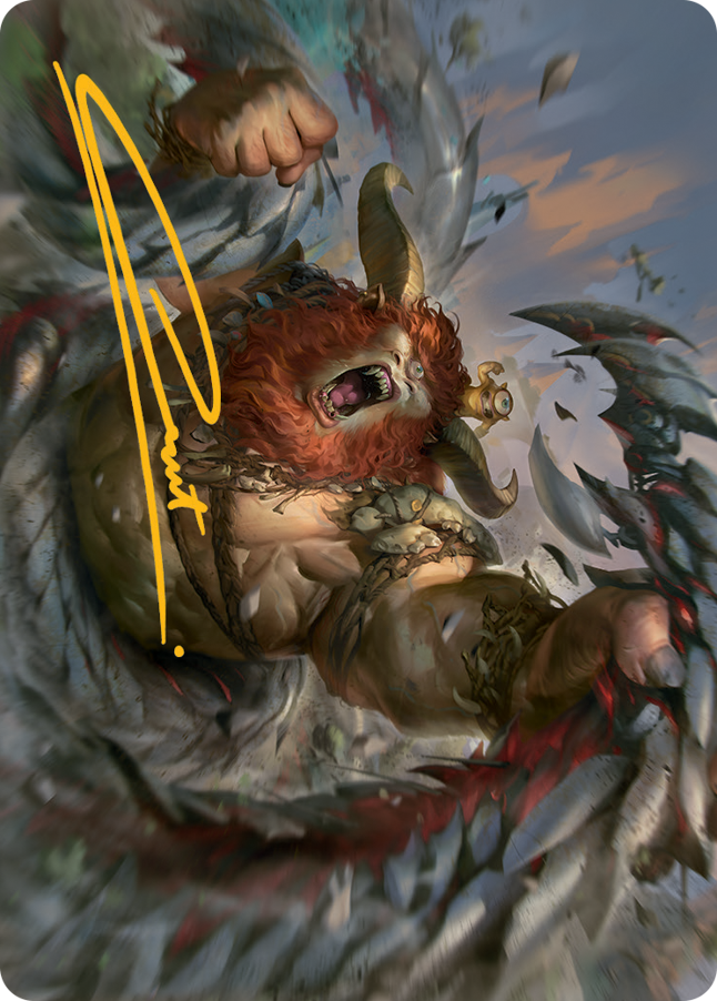 Borborygmos and Fblthp Art Card (42) (Gold-Stamped Signature) [March of the Machine Art Series] Magic: The Gathering