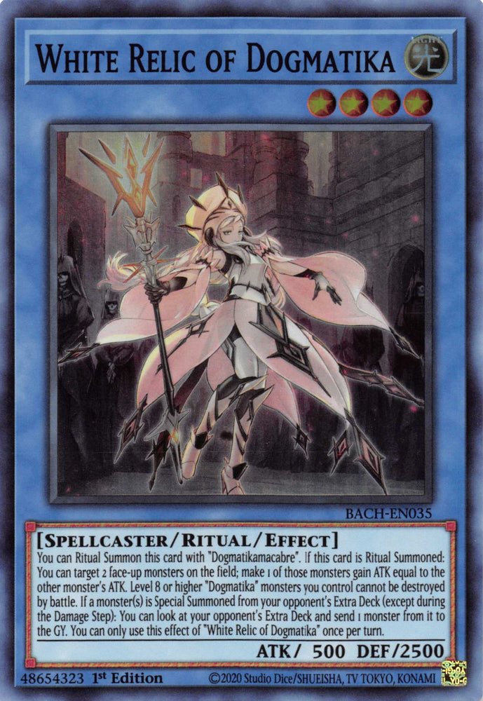 White Relic of Dogmatika [BACH-EN035] Super Rare - Yugioh Cards For Your TCG Needs!