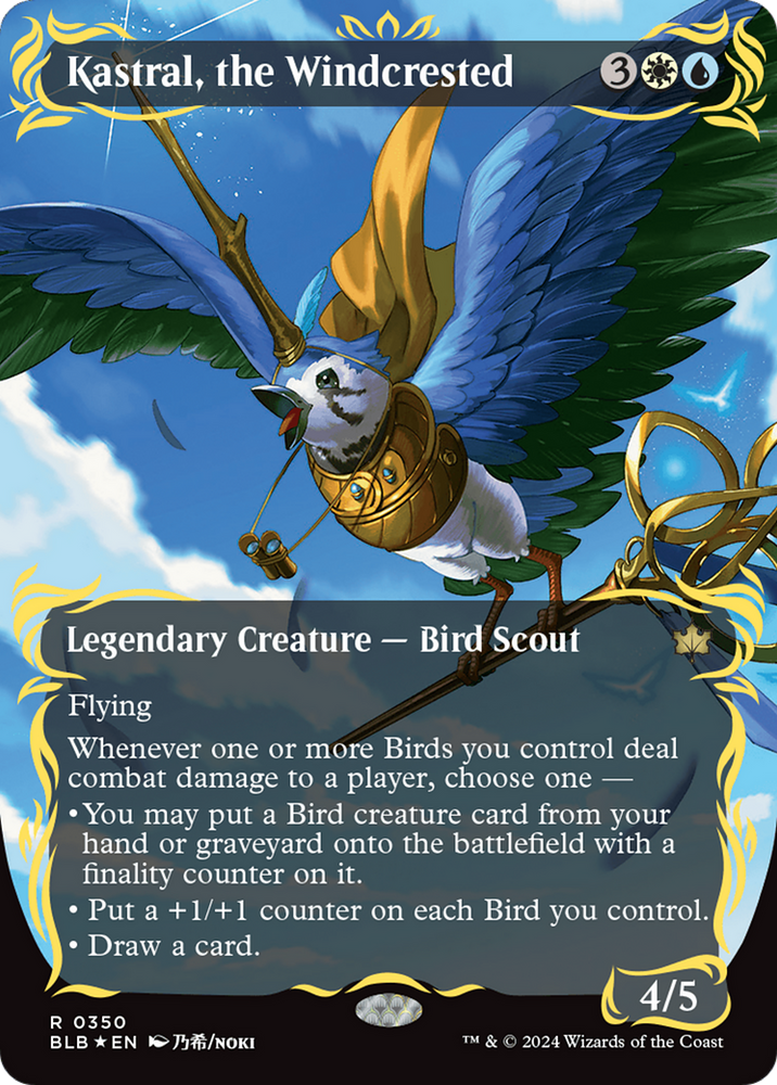 Kastral, the Windcrested (Borderless) (Raised Foil) [Bloomburrow] Magic: The Gathering