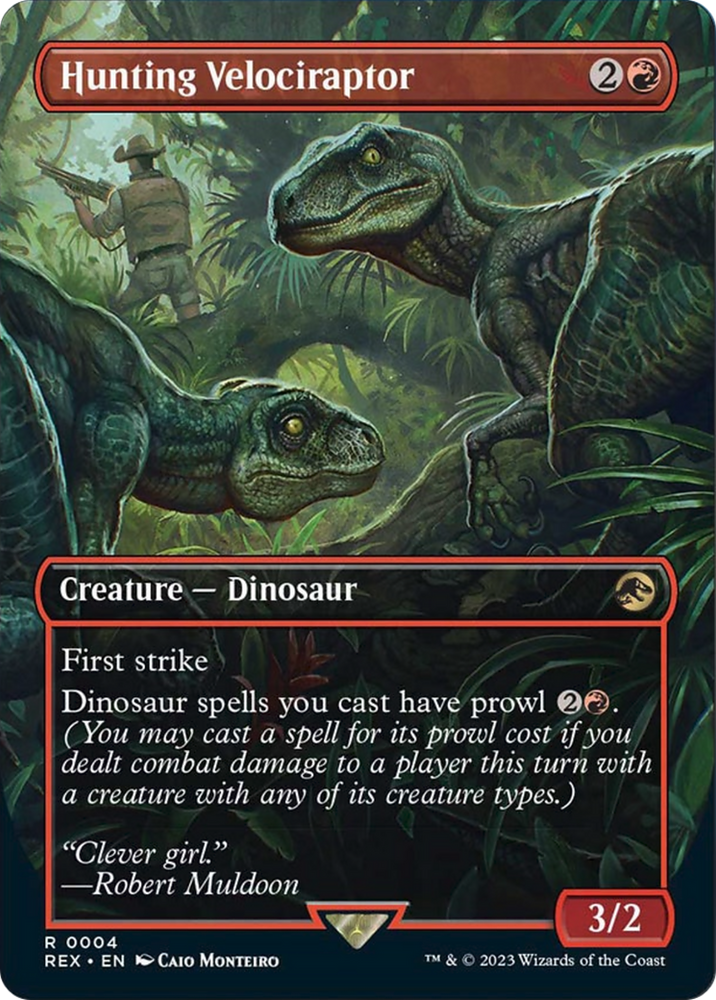 Hunting Velociraptor (Borderless) [Jurassic World Collection] Magic: The Gathering