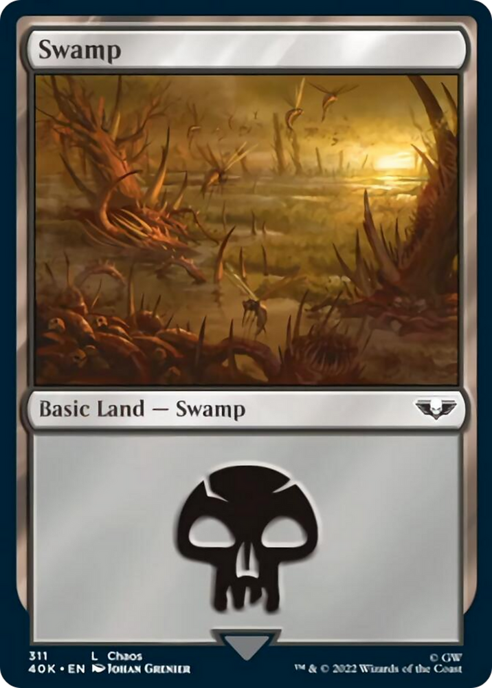Swamp (311) (Surge Foil) [Warhammer 40,000] Magic: The Gathering