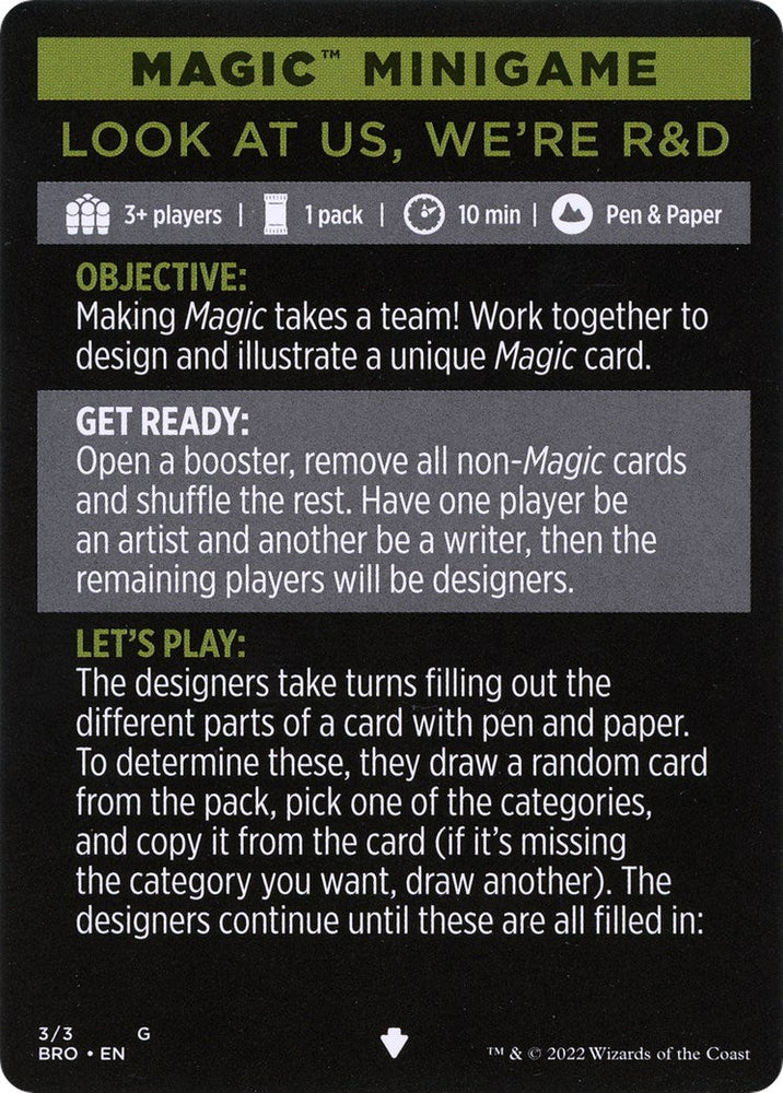 Look at Us, We're R&D (Magic Minigame) [The Brothers' War Minigame] Magic: The Gathering