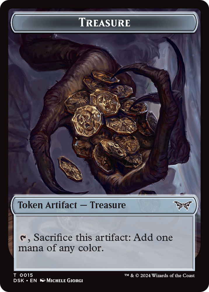 Treasure // Manifest Double-Sided Token [Duskmourn: House of Horror Tokens] Magic: The Gathering
