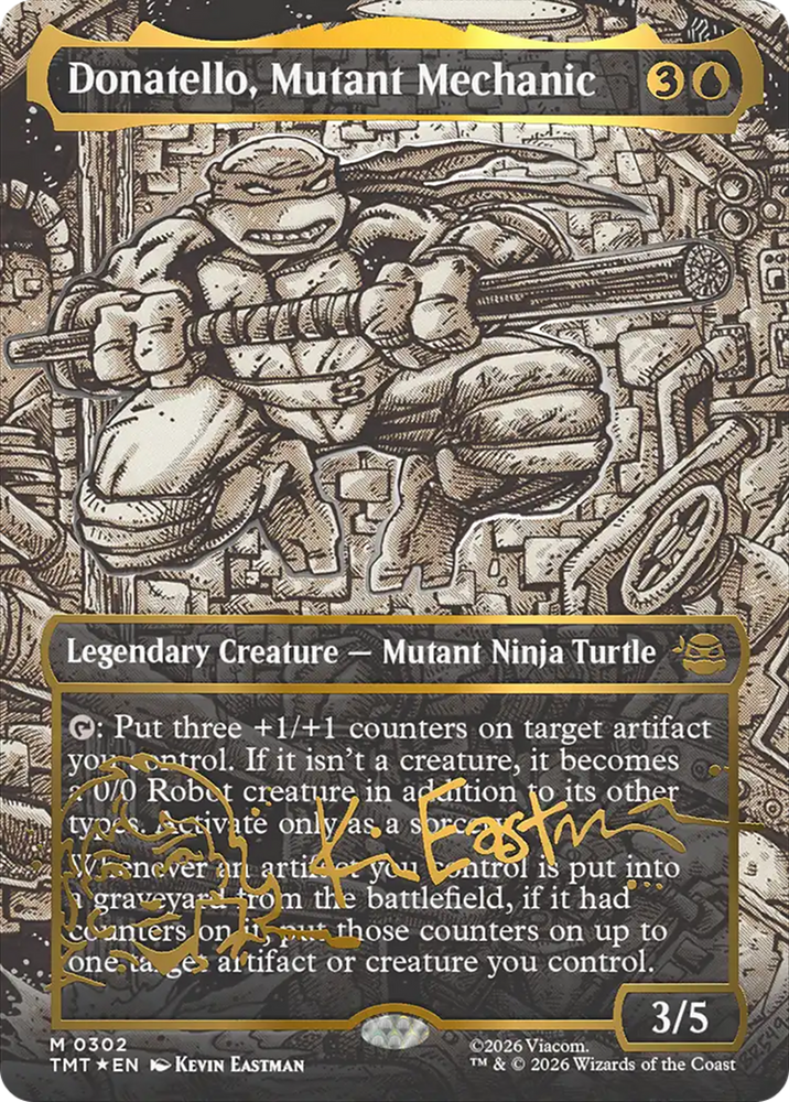 Donatello, Mutant Mechanic (Borderless) (Gold-Stamped Signature) [Teenage Mutant Ninja Turtles] Magic: The Gathering
