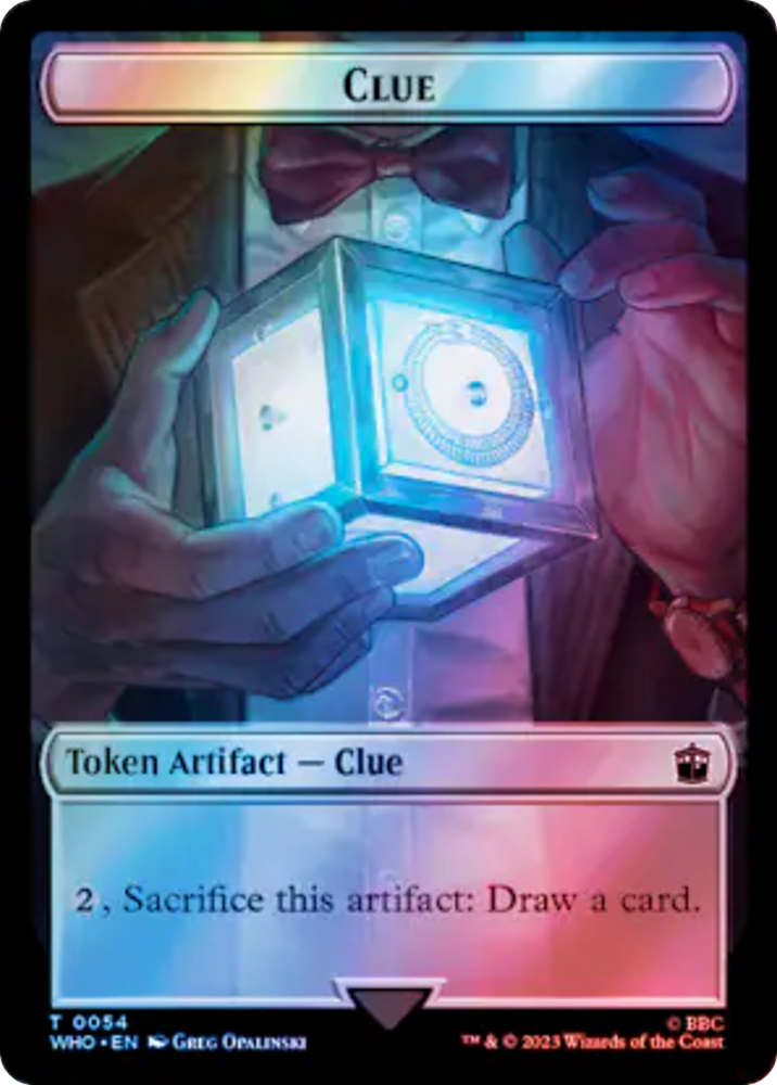 Dalek // Clue (0054) Double-Sided Token (Surge Foil) [Doctor Who Tokens] Magic: The Gathering