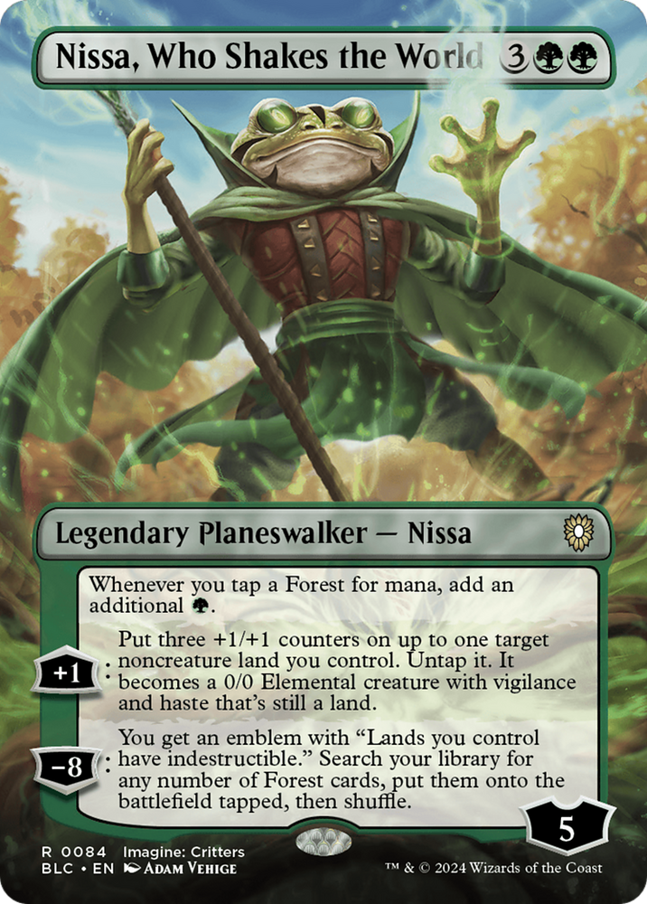 Nissa, Who Shakes the World (Borderless) [Bloomburrow Commander] Magic: The Gathering
