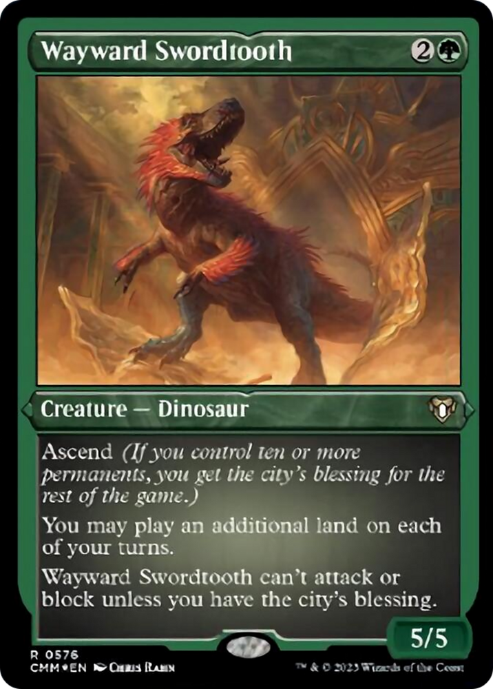 Wayward Swordtooth (Foil Etched) [Commander Masters] Magic: The Gathering