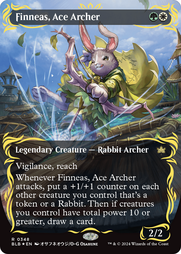 Finneas, Ace Archer (Borderless) (Raised Foil) [Bloomburrow] Magic: The Gathering