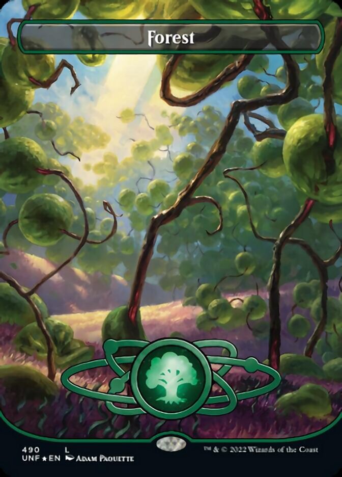Forest (490) (Planetary Space-ic Land) (Galaxy Foil) [Unfinity] Magic: The Gathering