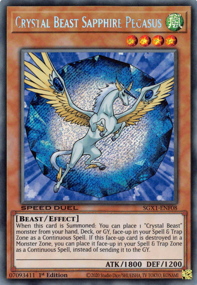 Crystal Beast Sapphire Pegasus [SGX1-ENF08] Secret Rare - Yugioh Cards For Your TCG Needs!