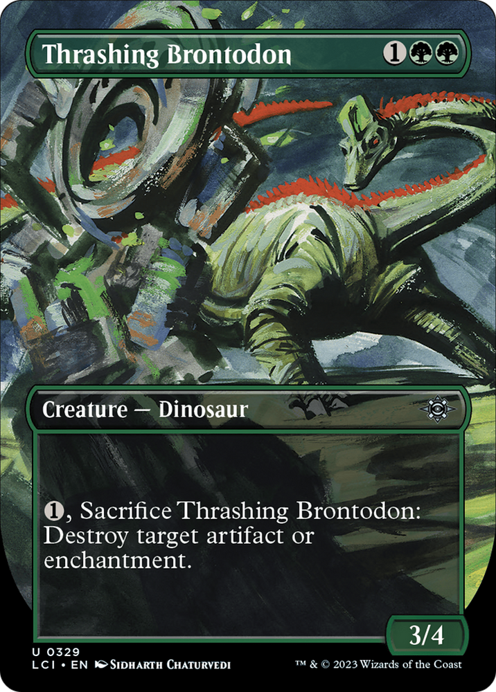 Thrashing Brontodon (Borderless) [The Lost Caverns of Ixalan] Magic: The Gathering