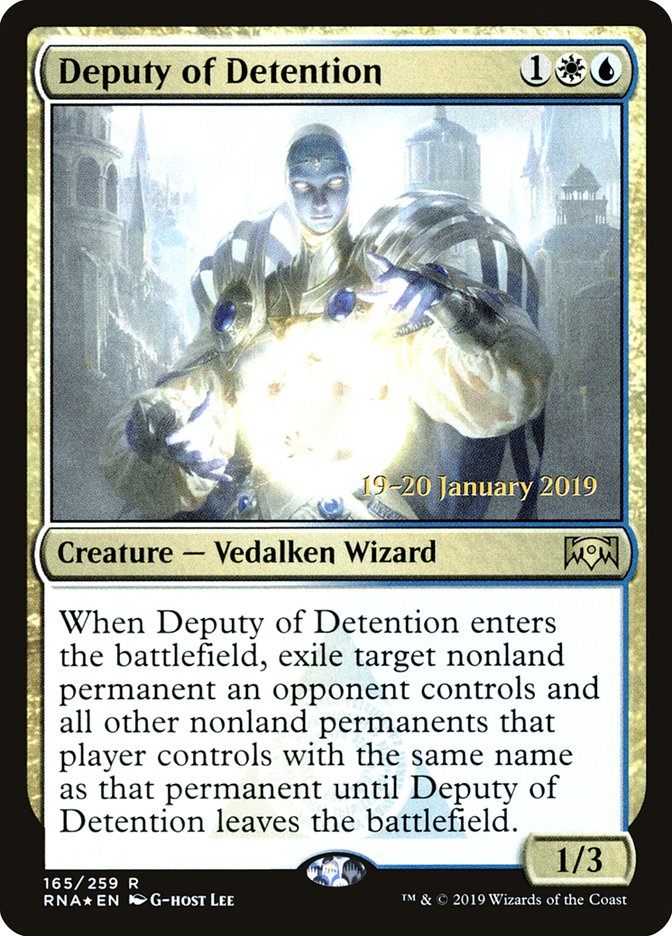 Deputy of Detention [Ravnica Allegiance Prerelease Promos] Magic: The Gathering