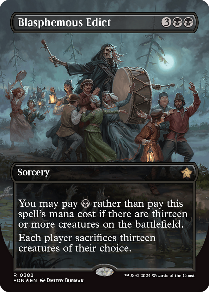 Blasphemous Edict (Borderless) (Mana Foil) [Foundations] Magic: The Gathering