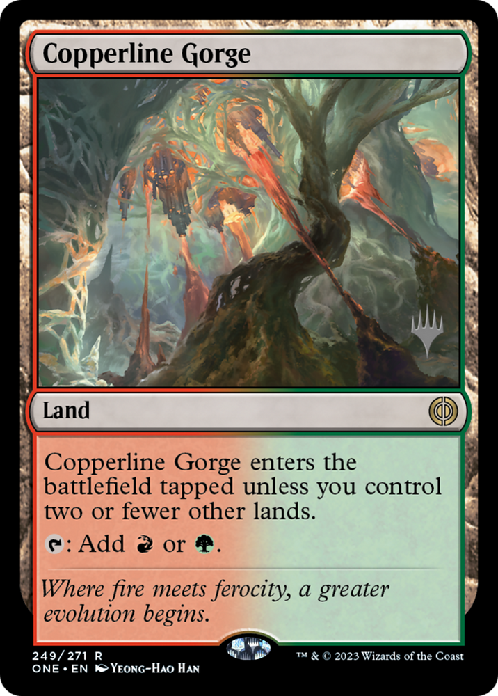 Copperline Gorge (Promo Pack) [Phyrexia: All Will Be One Promos] Magic: The Gathering