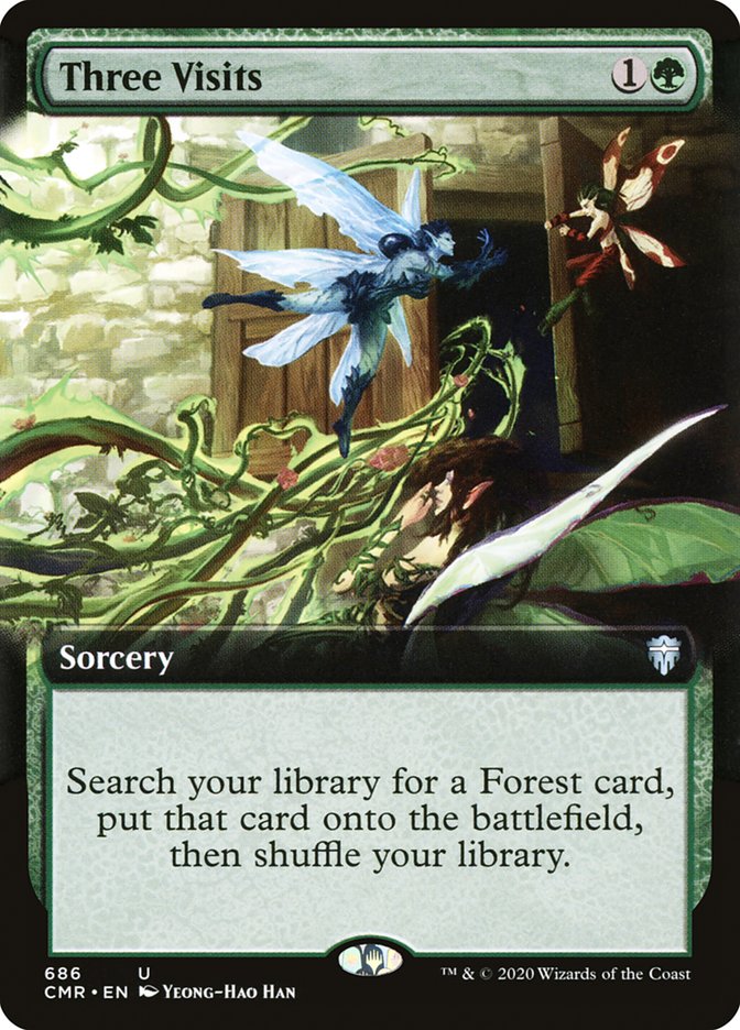 Three Visits (Extended Art) [Commander Legends] Magic: The Gathering