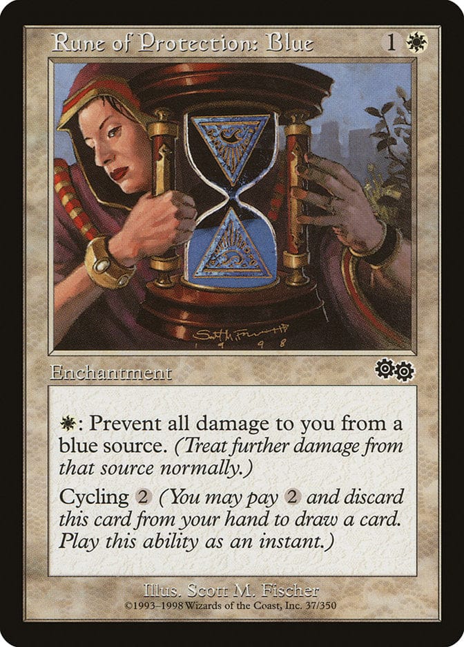 Rune of Protection: Blue [Urza's Saga] Magic: The Gathering