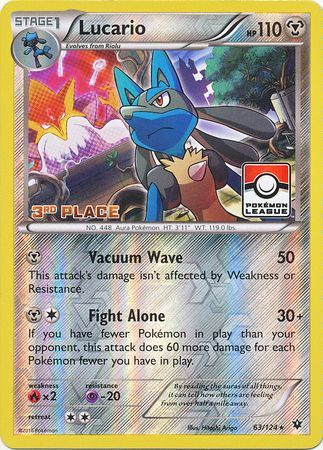 Lucario (63/124) (League Promo 3rd Place) [XY: Fates Collide] Pokémon