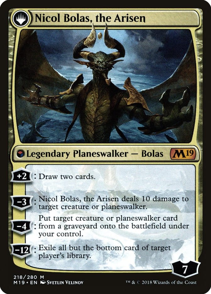 Nicol Bolas, the Ravager // Nicol Bolas, the Arisen [Core Set 2019 Prerelease Promos] Magic: The Gathering