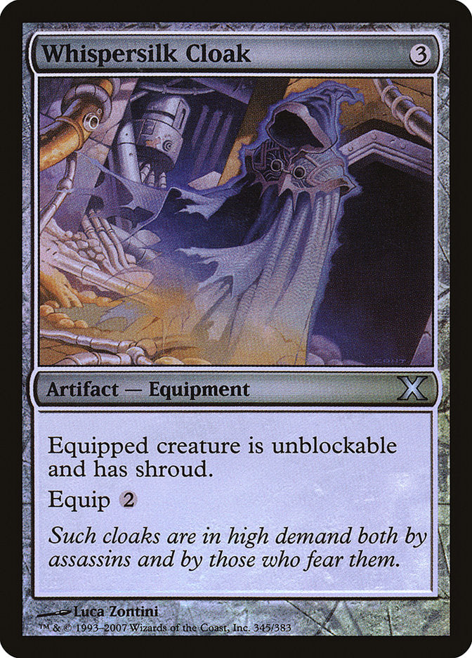 Whispersilk Cloak (Premium Foil) [Tenth Edition] Magic: The Gathering