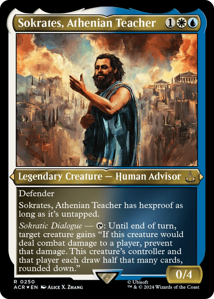 Sokrates, Athenian Teacher (Foil Etched) [Assassin's Creed] Magic: The Gathering
