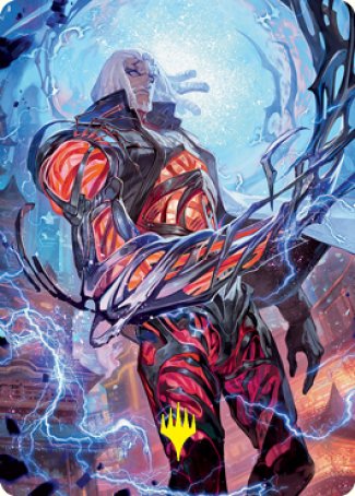 Tezzeret, Betrayer of Flesh Art Card (Gold-Stamped Signature) [Kamigawa: Neon Dynasty Art Series] Magic: The Gathering