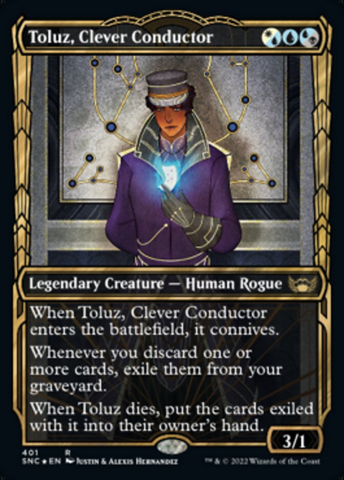 Toluz, Clever Conductor (Showcase Golden Age Gilded Foil) [Streets of New Capenna] Magic: The Gathering