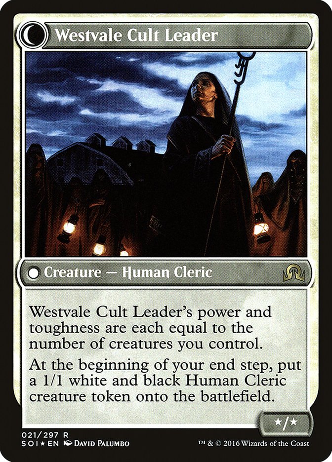 Hanweir Militia Captain // Westvale Cult Leader [Shadows over Innistrad Prerelease Promos] Magic: The Gathering