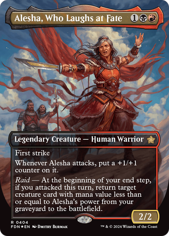 Alesha, Who Laughs at Fate (Borderless) (Mana Foil) [Foundations] Magic: The Gathering