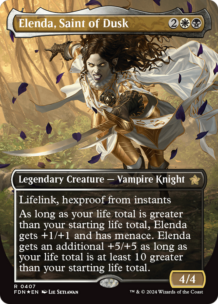 Elenda, Saint of Dusk (Borderless) (Mana Foil) [Foundations] Magic: The Gathering