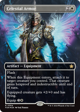 Celestial Armor (Borderless) (Mana Foil) [Foundations] Magic: The Gathering