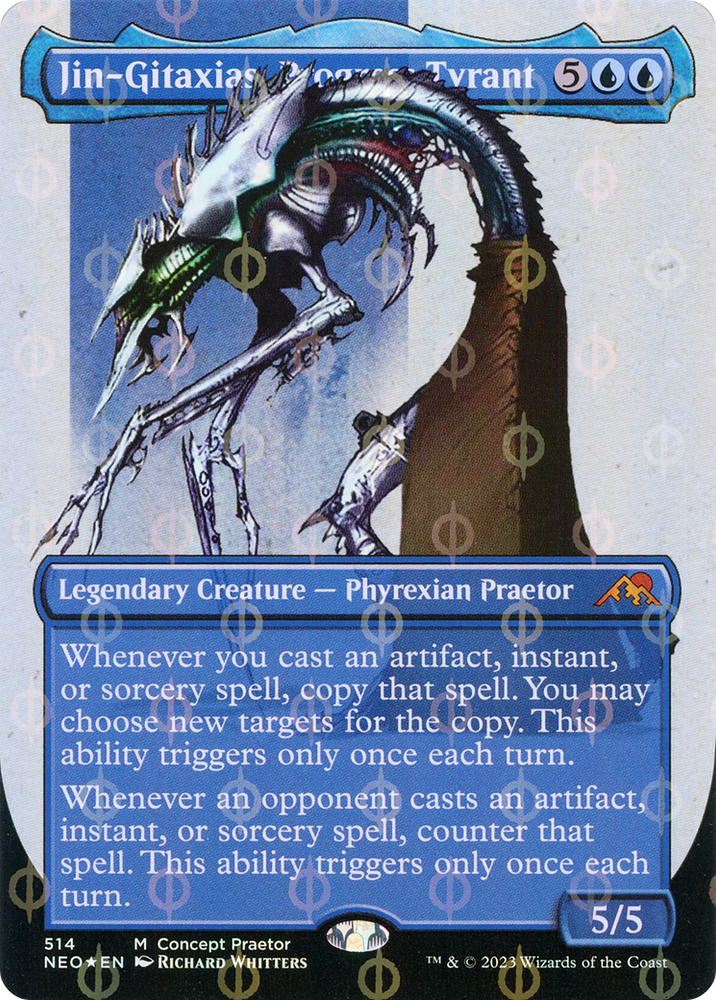 Jin-Gitaxias, Progress Tyrant (Borderless Concept Praetors Step-and-Compleat Foil) [Phyrexia: All Will Be One] Magic: The Gathering